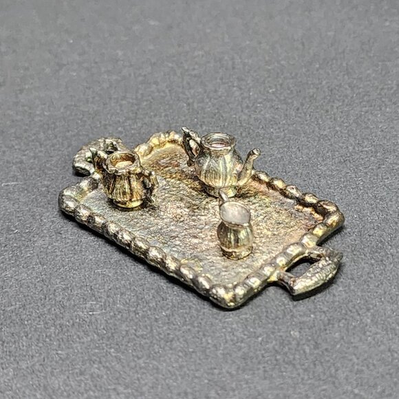 Vintage Miniature Dollhouse Brass Teapot & Tray SET - Picture 2 of 8